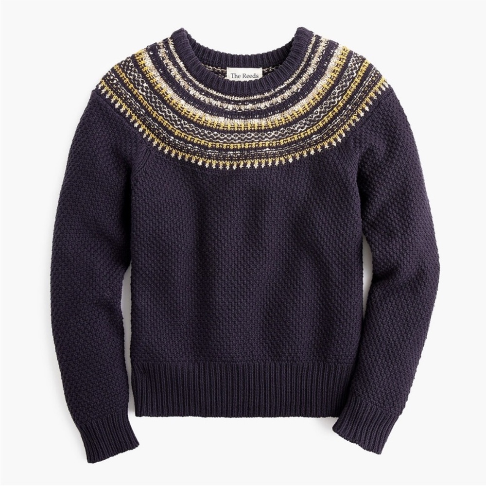 J. Crew x The Reeds Navy and Gold Crew Neck Sweater NWT Size M